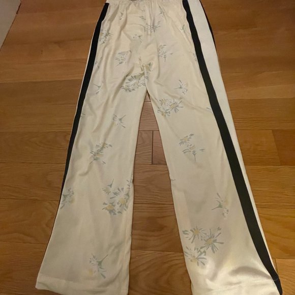 SOLD: NOT ON POSHMARK - GANNI Cream Colored Pants with Floral Designs & Stripes - Picture 5 of 6